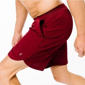 Zyia Active Versatility Maroon Red Perforated Mesh Logo Athletic Shorts